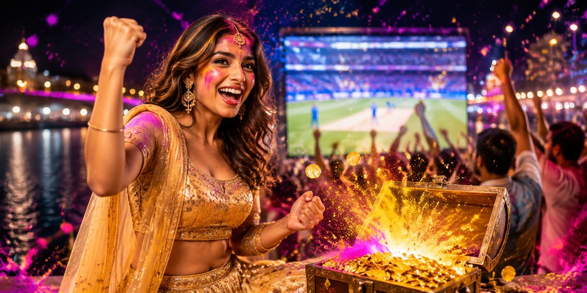 IPL night match with mobile betting overlay